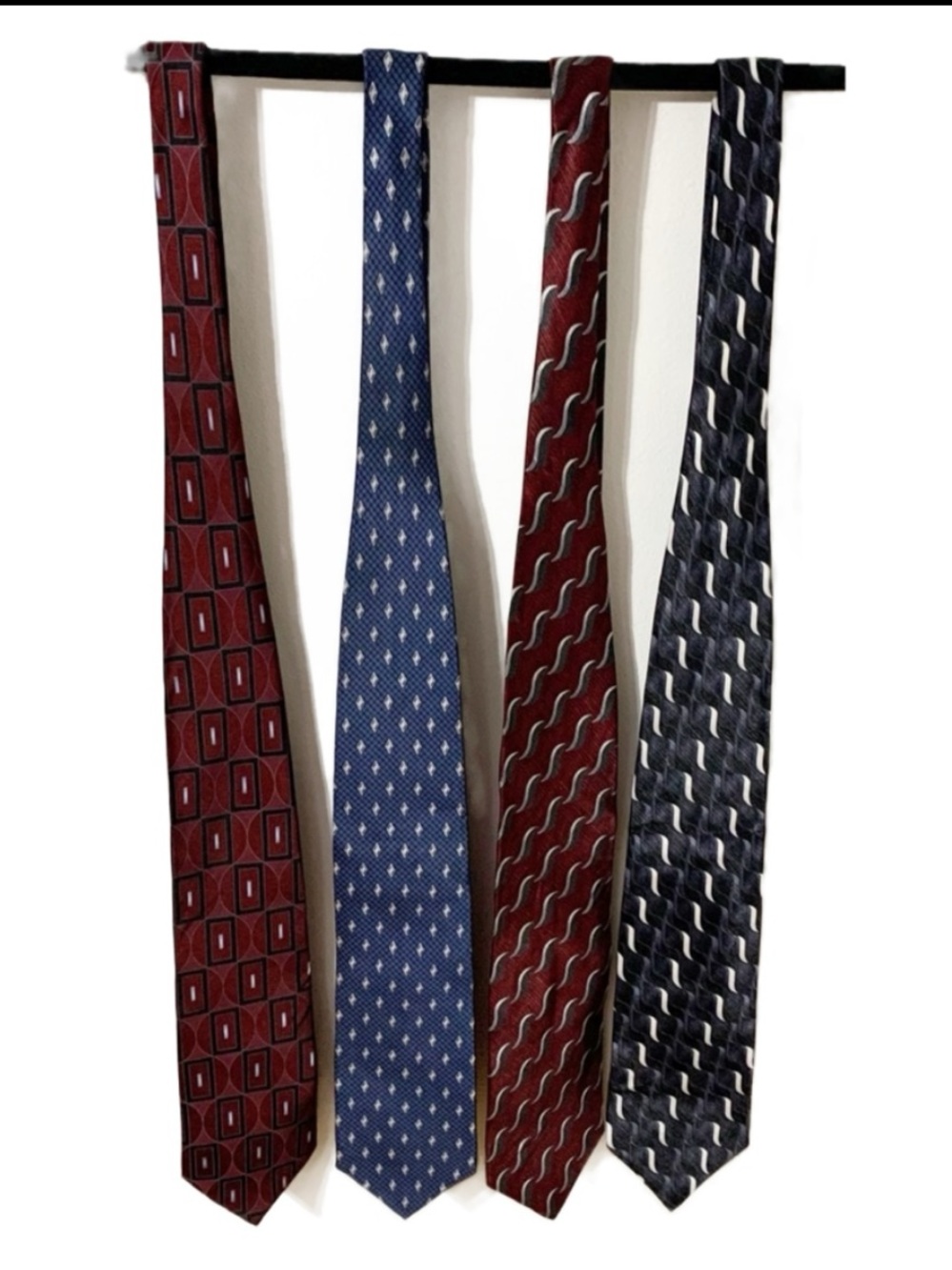 Carlo Palazzi Bundle of Four Silk Classic Neck Ties Varying Patterns and Colors